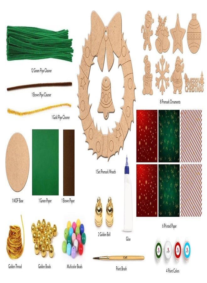 آي كرافت مجموعة زينة عيد الميلاد السحرية من iCraft - مجموعة حرف يدوية للعطلات مكونة من 13 في 1 للأطفال (من سن 9 سنوات فما فوق) والبالغين - تتضمن شجرة من منظف الأنابيب، وإكليل، وجنيات ورقية، وزينة، والمزيد! - Image 2